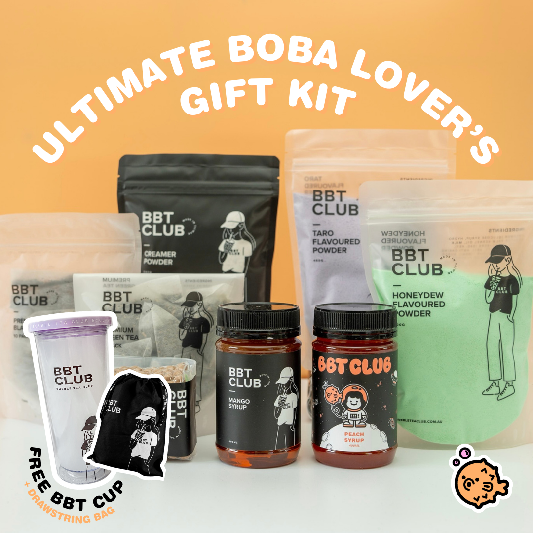 Bubble Tea Kit Gift Set Popping Boba, Bubble Tea Powder, Cups and