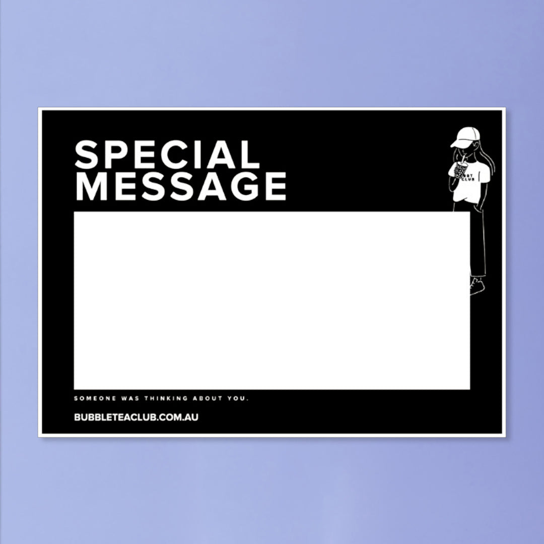 Bubble Tea Club A5 Special Message Card